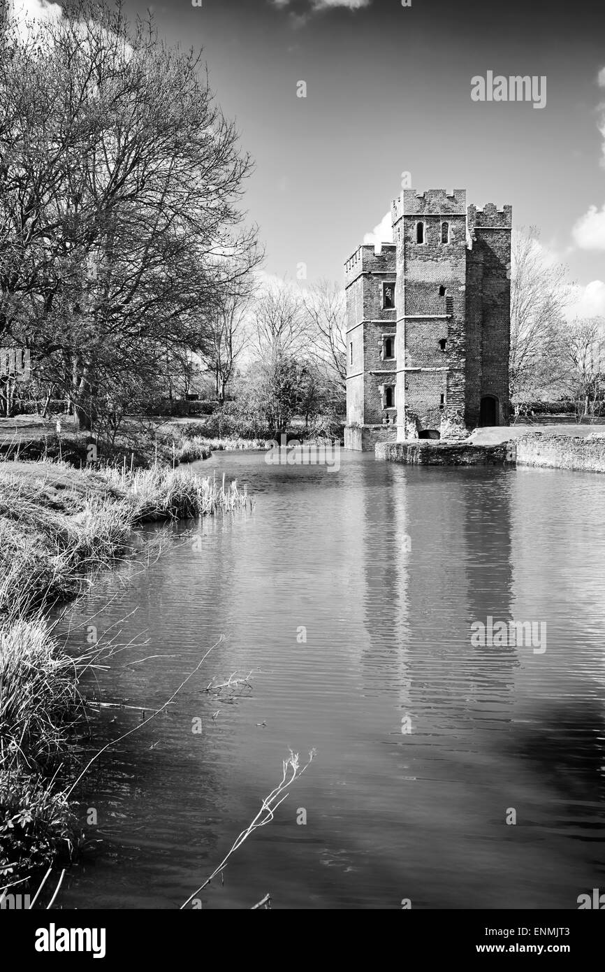 Vista di Kirby Muxloe Castello, Leicestershire. Foto Stock