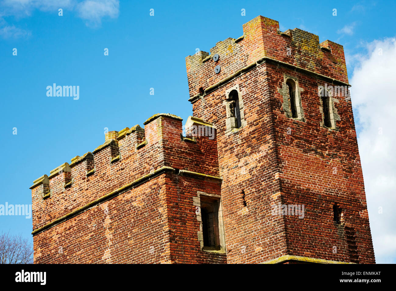 Vista di Kirby Muxloe Castello, Leicestershire. Foto Stock