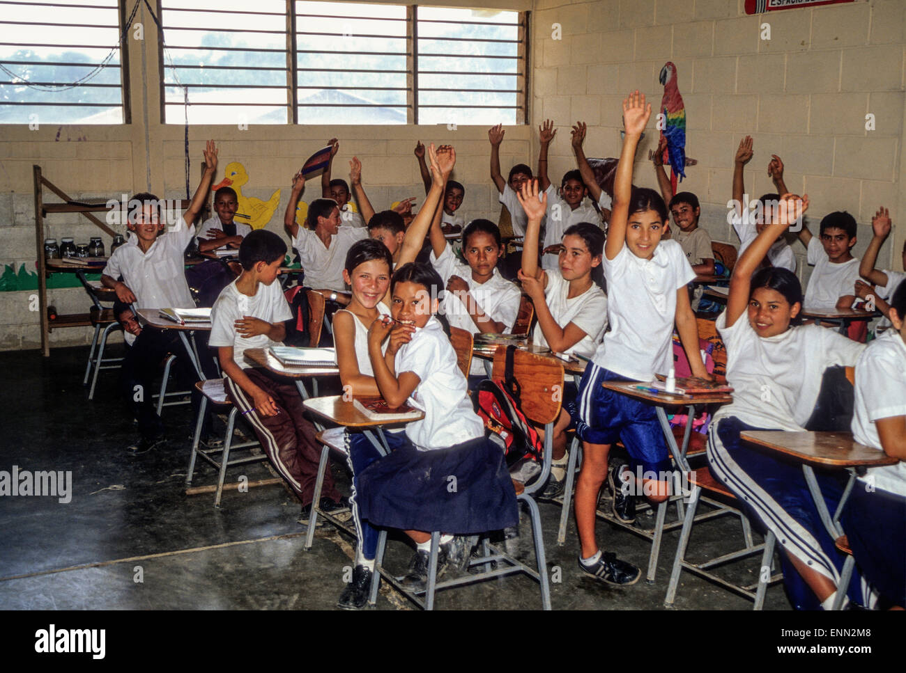 Honduras, San Luis piani. Sesto grado studenti in classe. Foto Stock