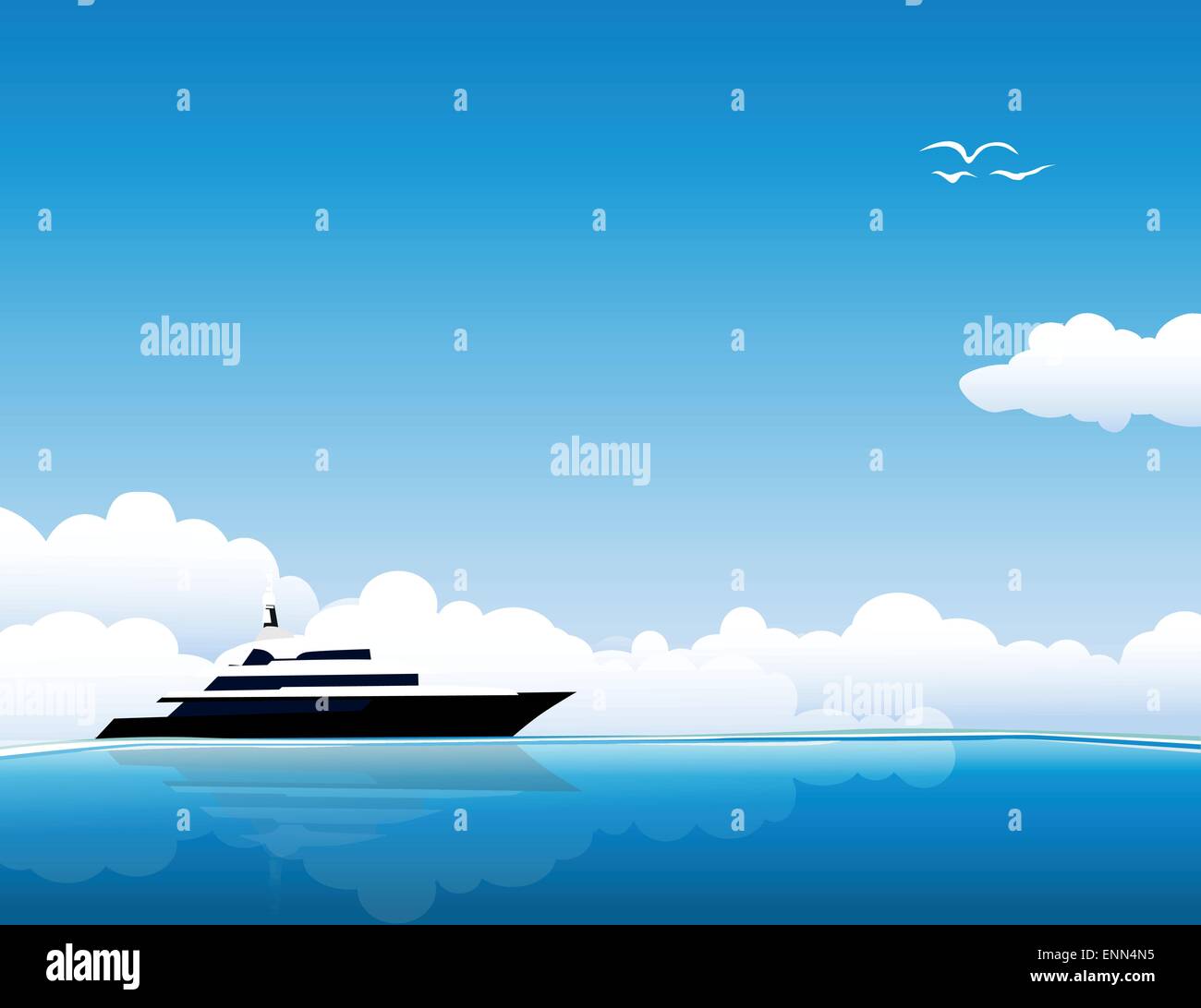 Yacht sul mare Illustrazione Vettoriale