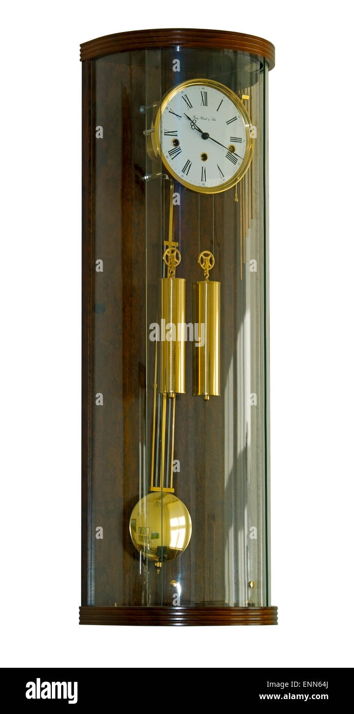 Orologio da parete con pendolo e pesi Foto stock - Alamy