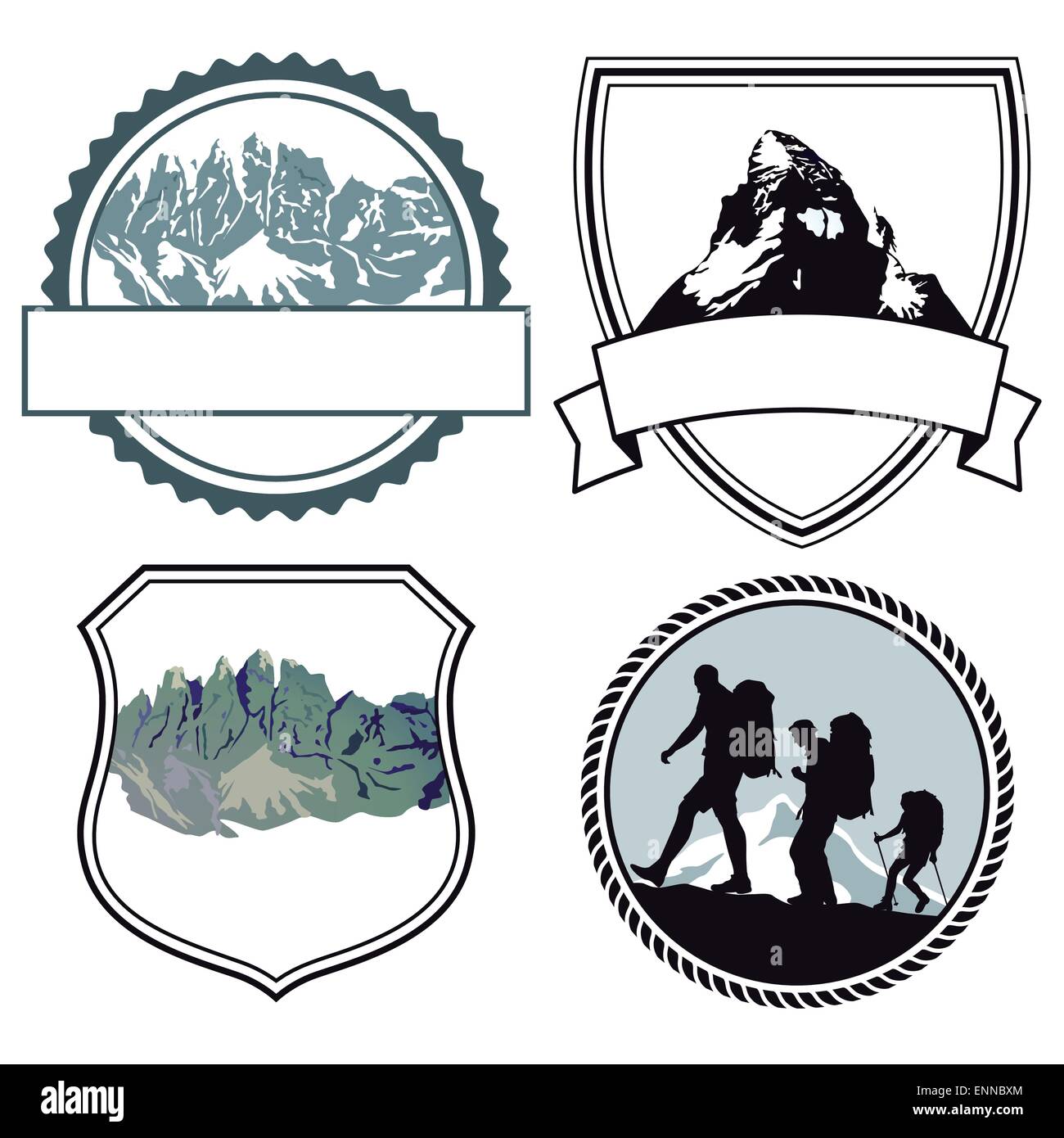 Gli alpinisti scalatore simboli Illustrazione Vettoriale
