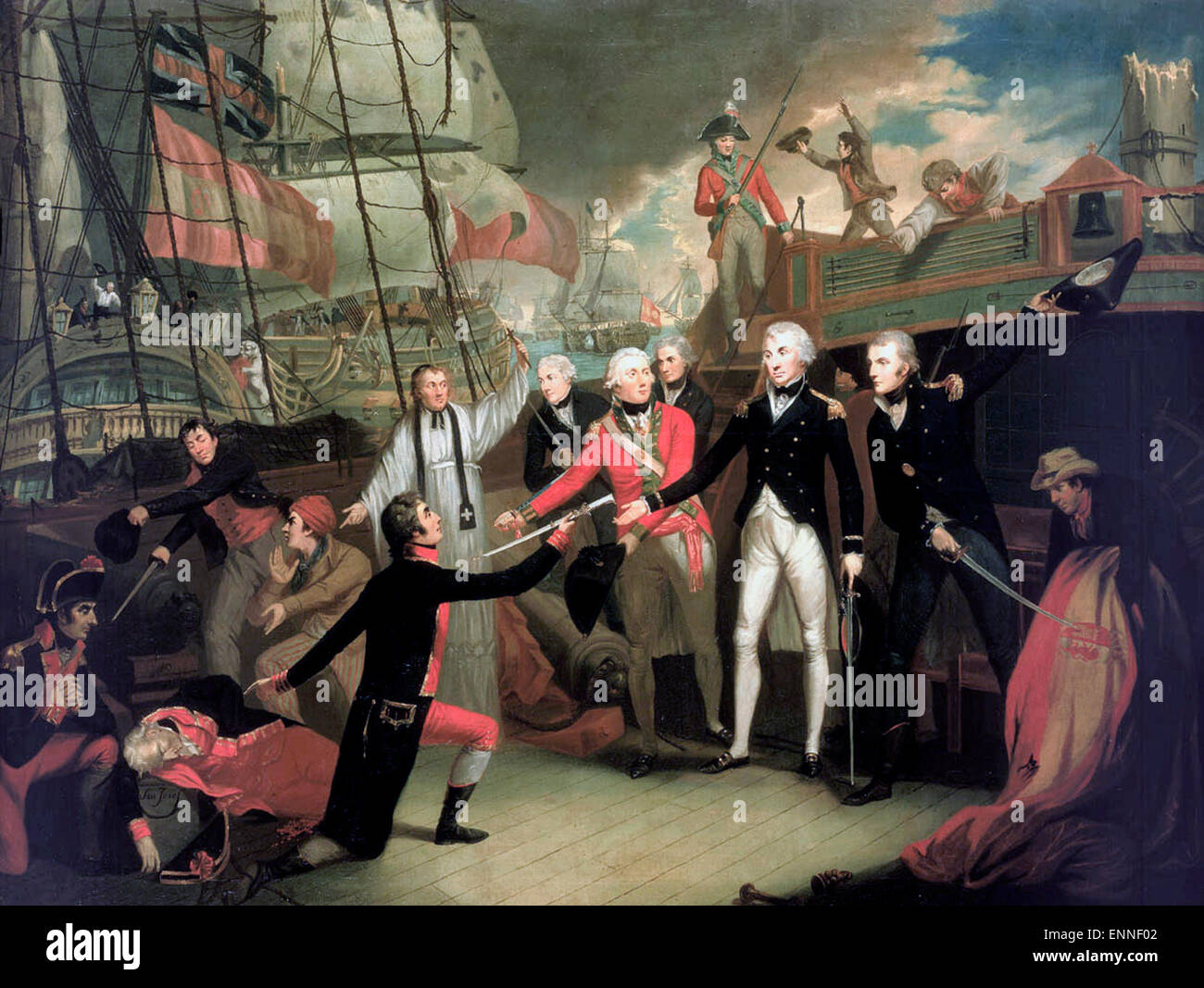 La rinuncia al San Josef nella Battaglia di Capo San Vincenzo (1797). Foto Stock