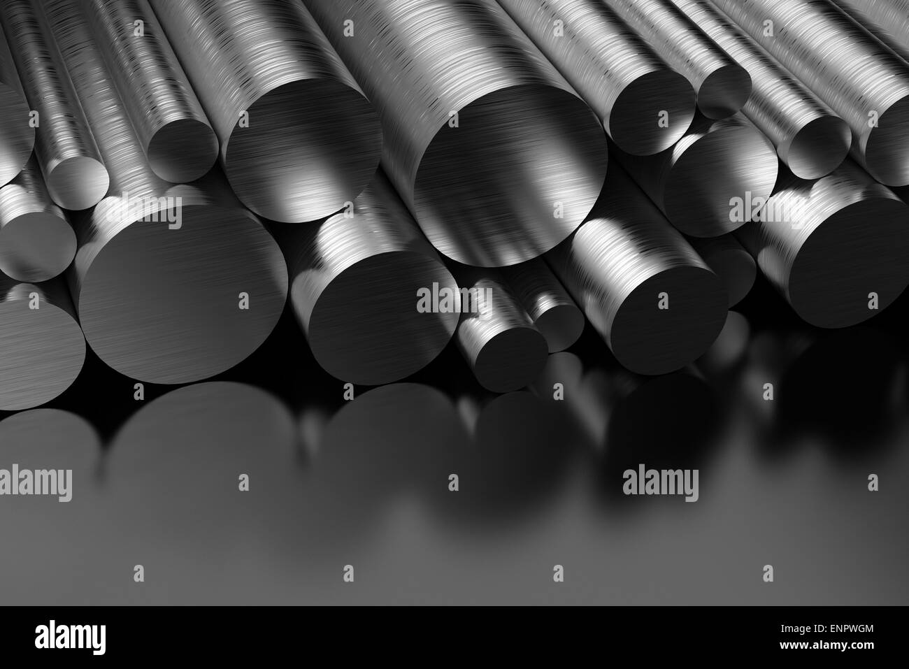 Profili in acciaio su sfondo nero Foto Stock
