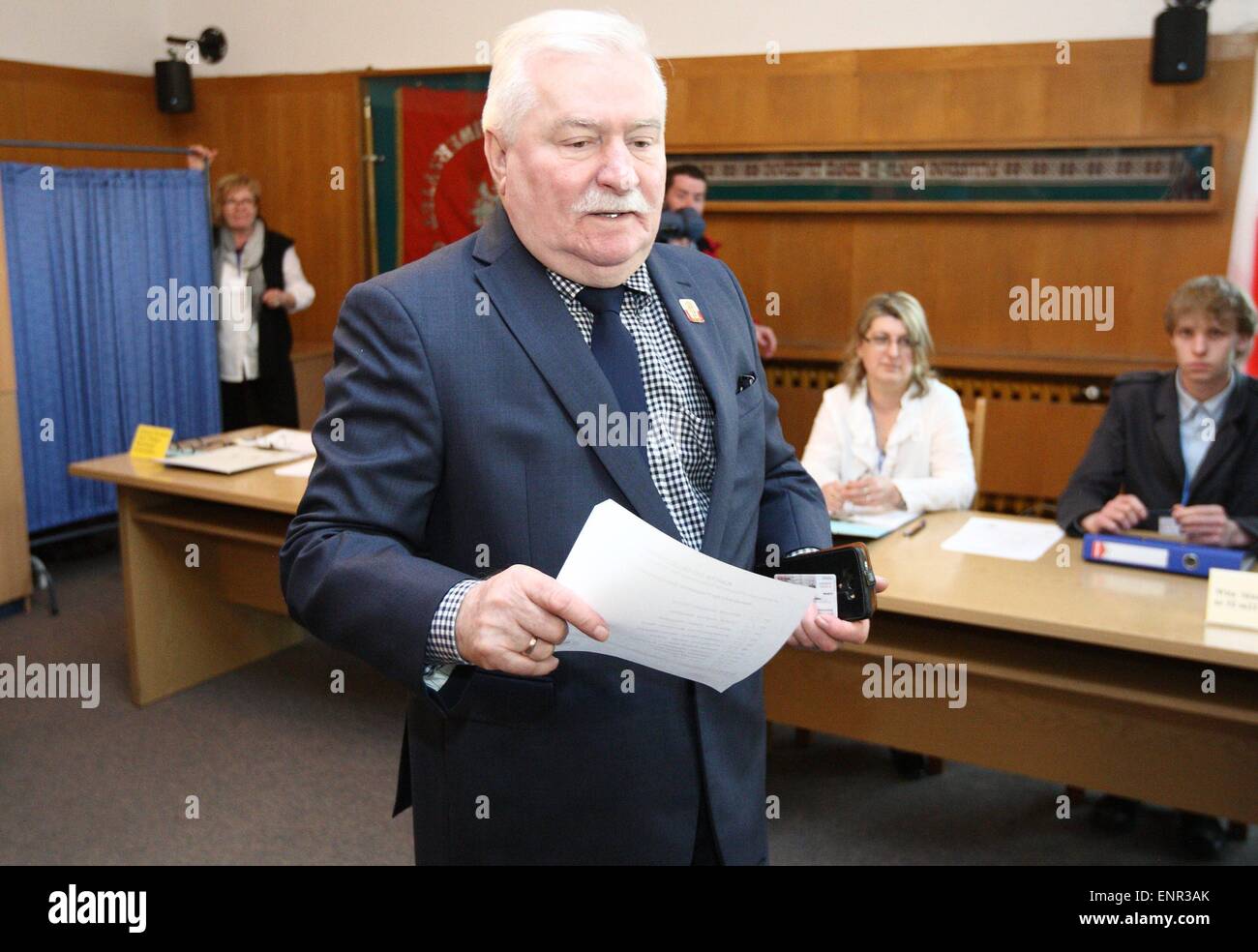 Gdansk, Polonia 10th, maggio 2015 ex presidente polacco Lech Walesa ha votato in elezioni Presidental in Gdansk. Credito: Michal Fludra/Alamy Live News Foto Stock