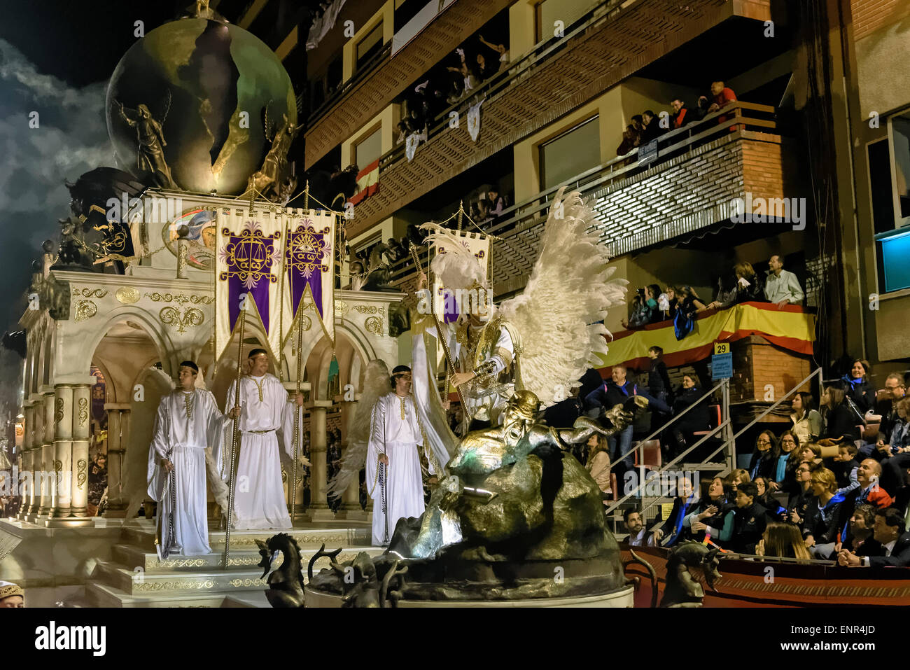Il galleggiante Apocalisse di San Giovanni in processione del Venerdì santo di Semana Santa (Pasqua) in Lorca, Provincia Murcia, Spagna Foto Stock
