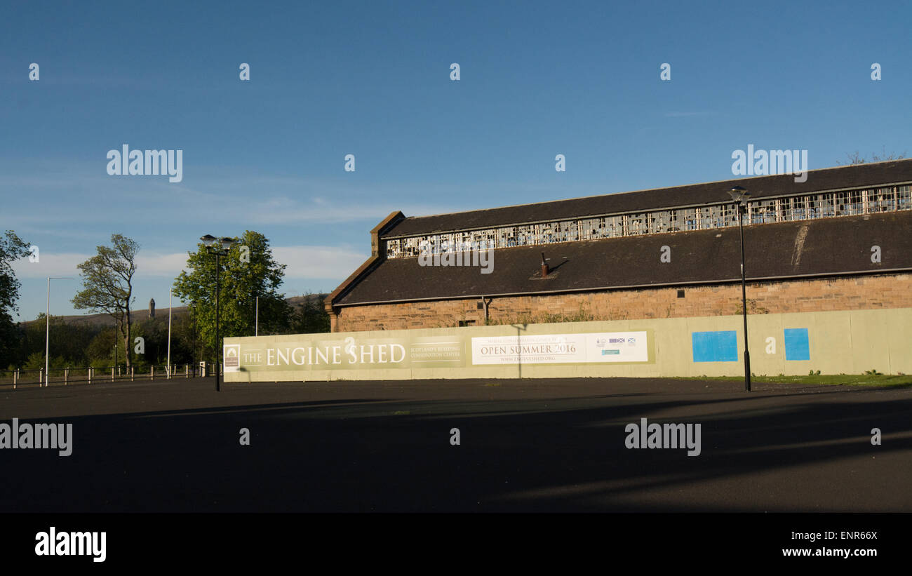 Il motore passo prima di riqualificazione - per essere la Scozia il primo edificio al centro di conservazione Foto Stock