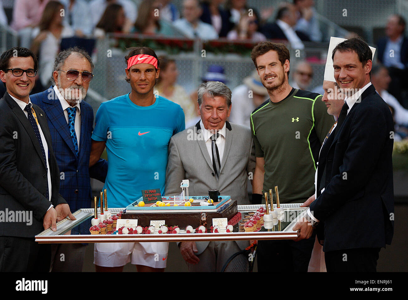 Madrid, Spagna. Il 10 maggio, 2015. Buon compleanno Rafael Nadal prima della finale di Madrid Open. © Azione Sport Plus/Alamy Live News Foto Stock