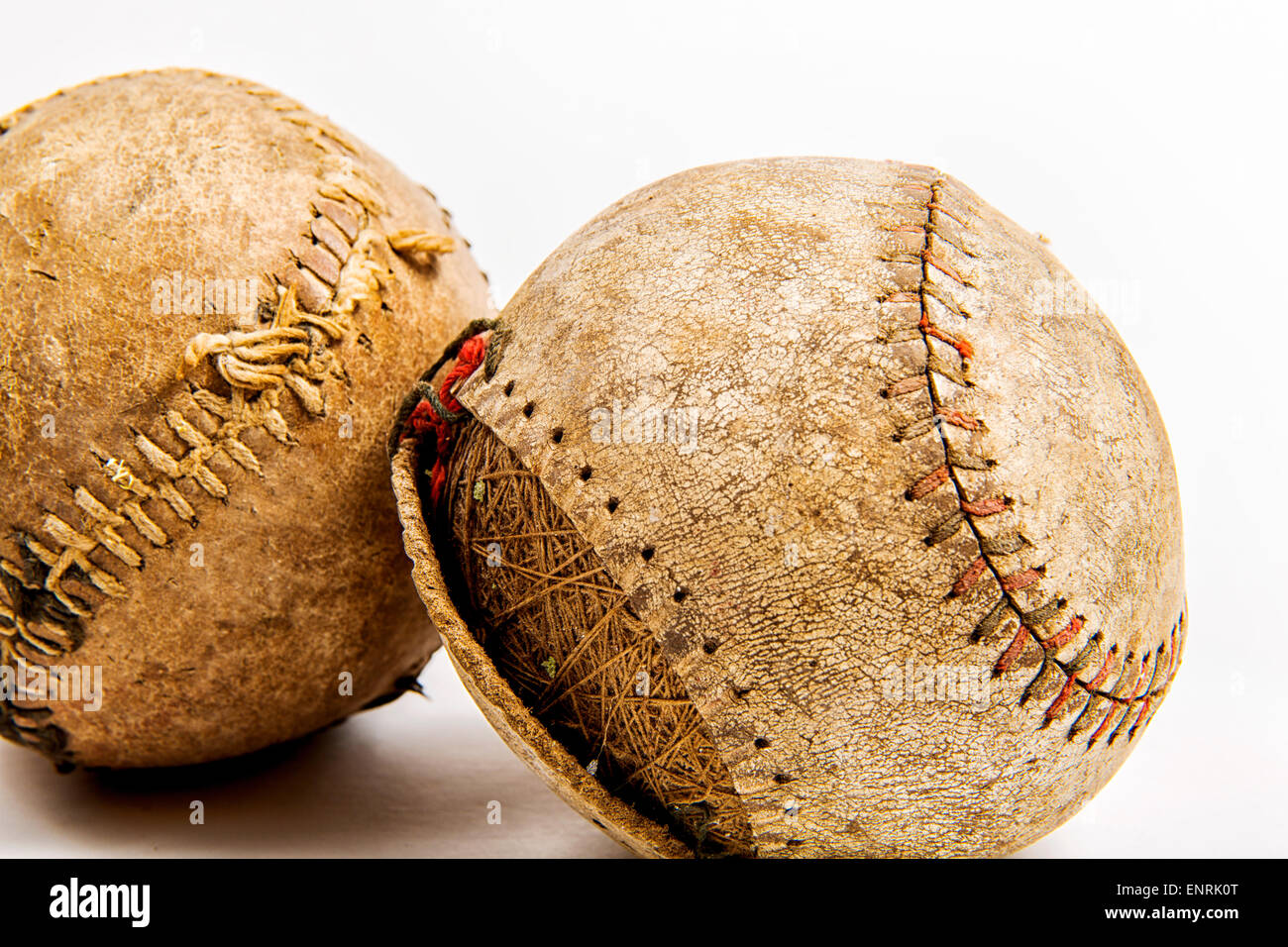 Vecchio Baseballs Close-up Foto Stock