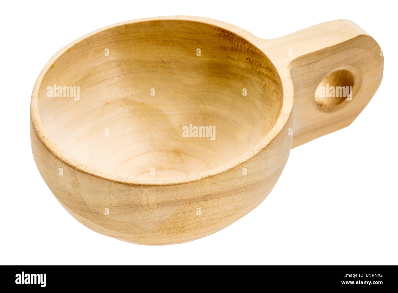 Artigianato popolare - vuoto scoop di legno o tazza isolata con un tracciato di ritaglio Foto Stock