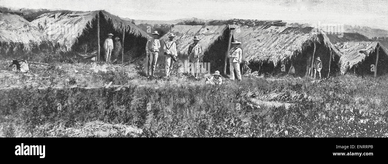 Ospedale da campo nei pressi di Bayamo durante la Guerra di Cuba di indipendenza Foto Stock
