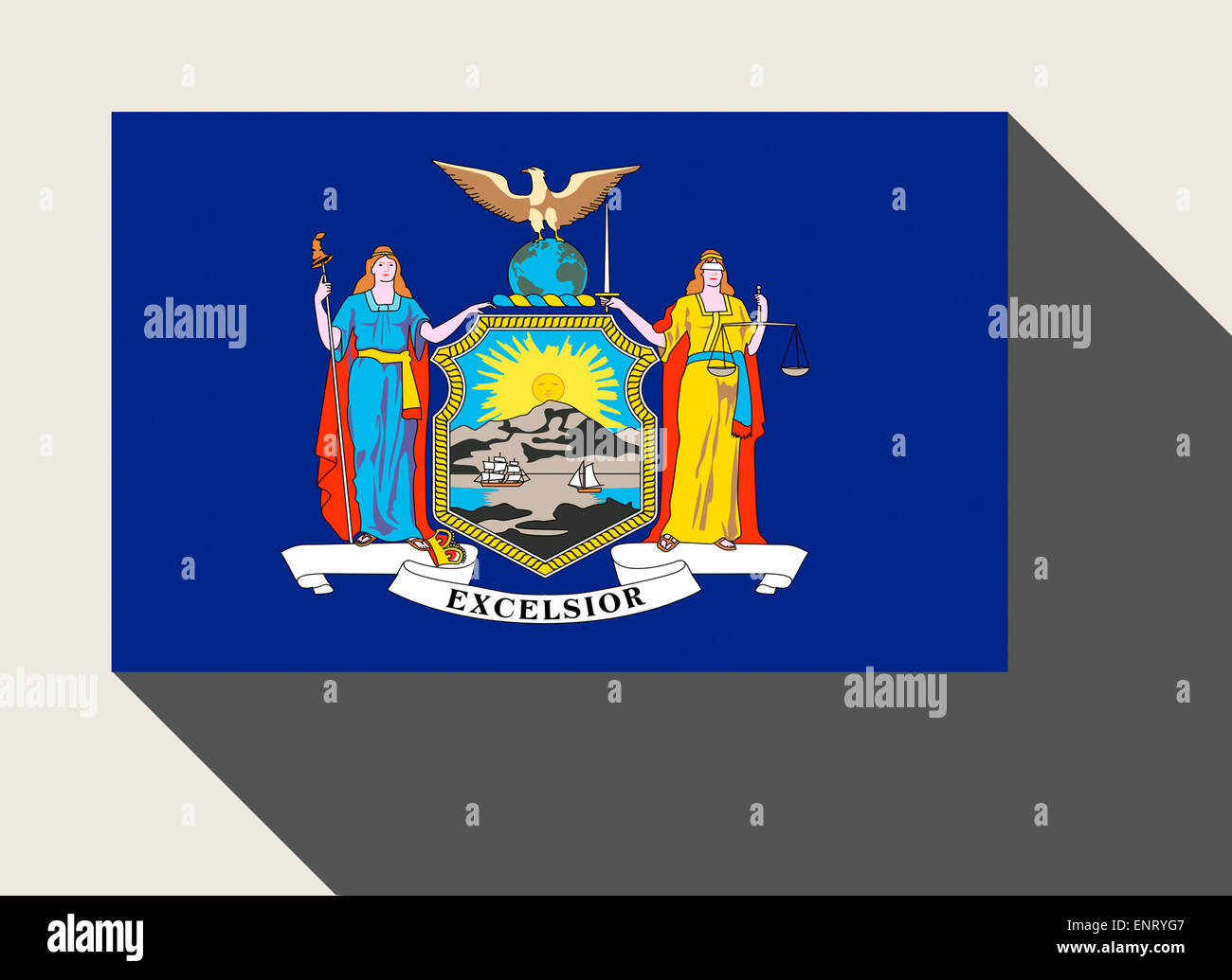 Dello stato americano del New York bandiera in flat web design di stile. Foto Stock