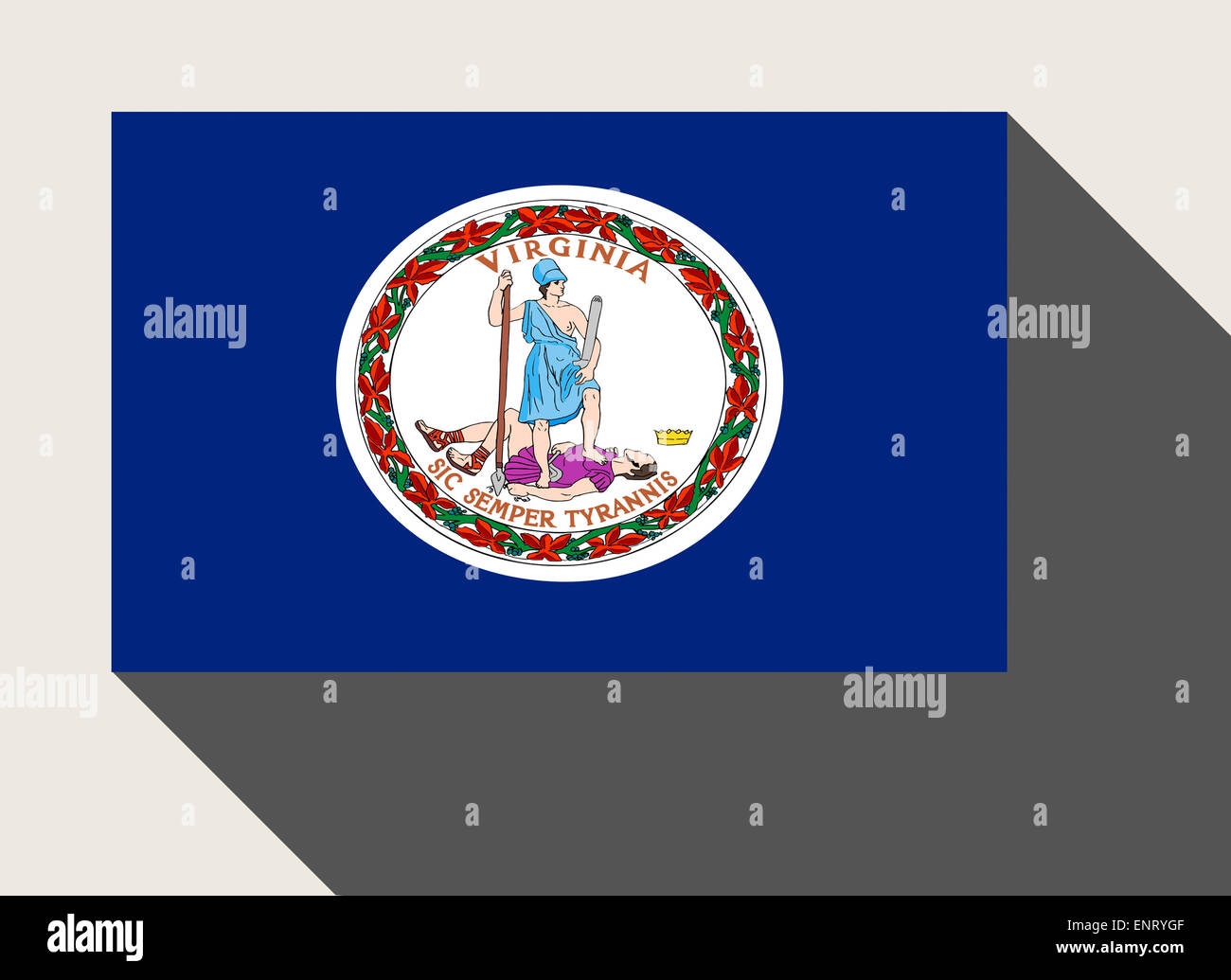 Stato americano della Virginia bandiera in flat web design di stile. Foto Stock