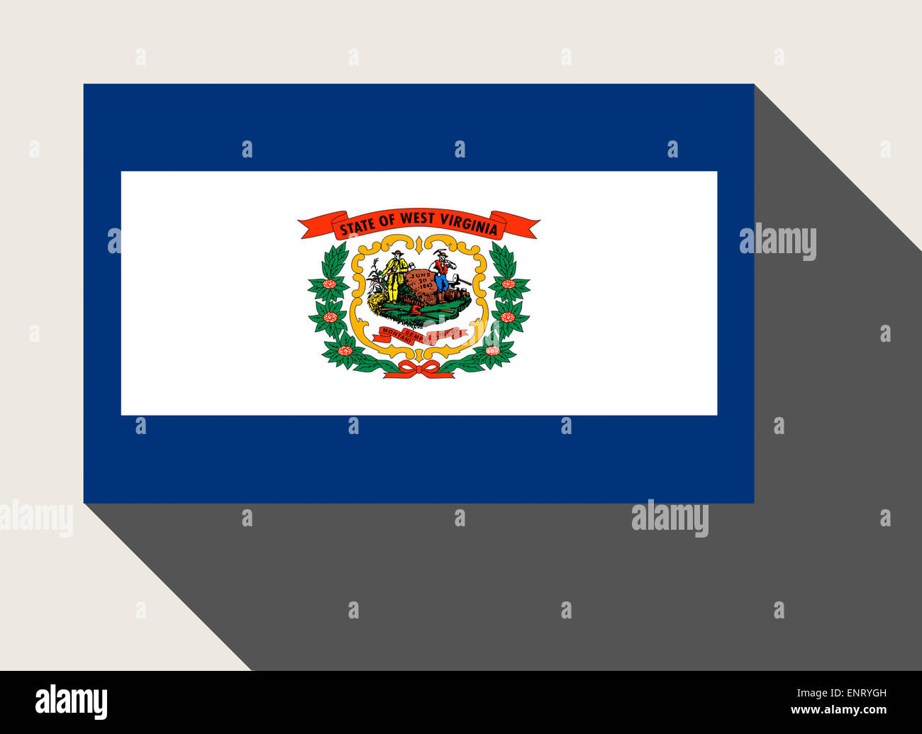 Dello stato americano del West Virginia bandiera in flat web design di stile. Foto Stock