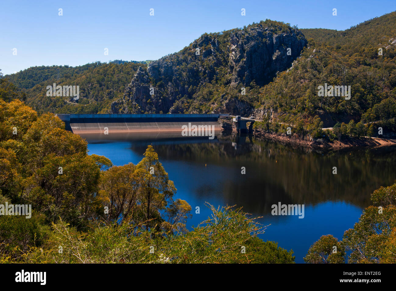 Diga Cethana, Tasmania, Australia Foto Stock