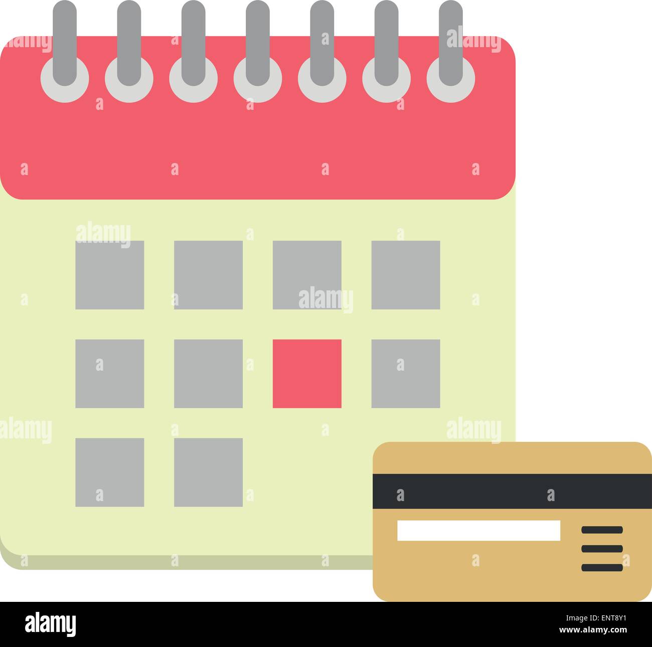 Appartamento in stile icona del calendario con la carta di credito Illustrazione Vettoriale