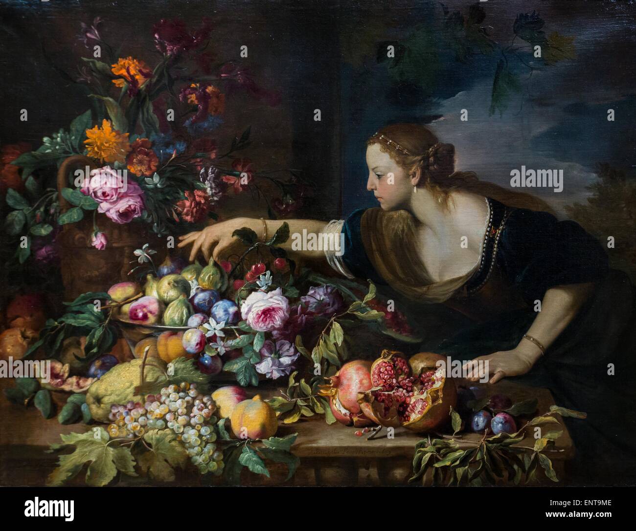 Donna prendendo frutti 02/10/2013 - XVII secolo raccolta Foto Stock