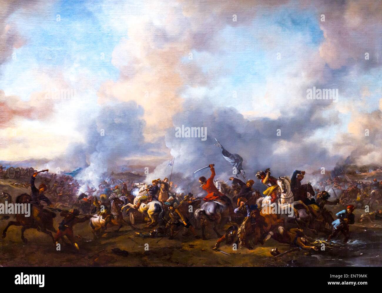 Grandi cavalieri e infanterie battaglia Olio su tela 26/09/2013 - XVII secolo raccolta Foto Stock