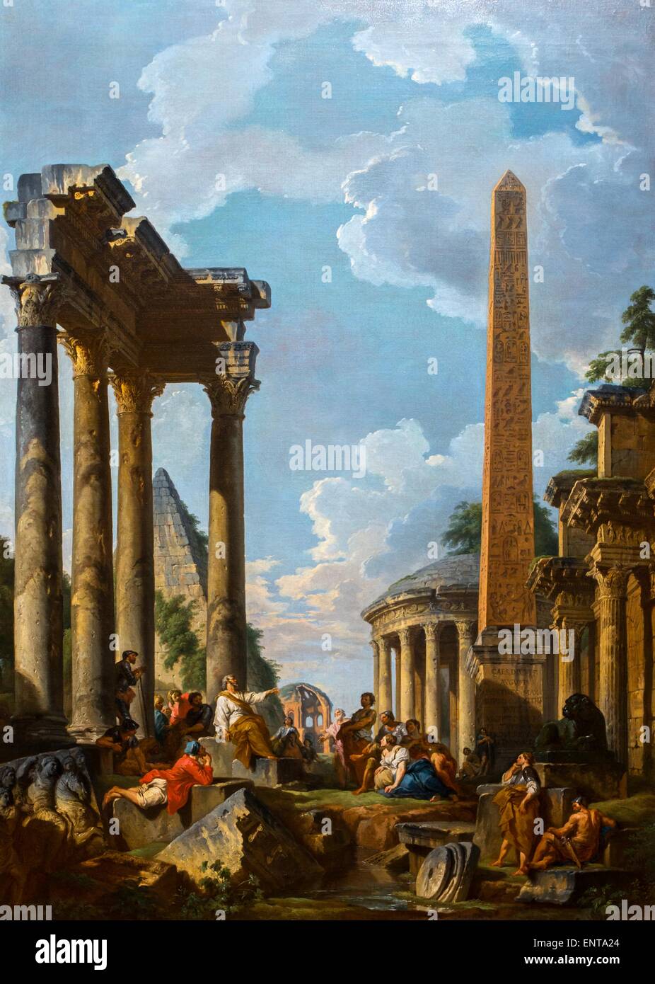 Il Capriccio architettonico con un predicatore in rovine romane 02/10/2013 - XVIII secolo collezione Foto Stock