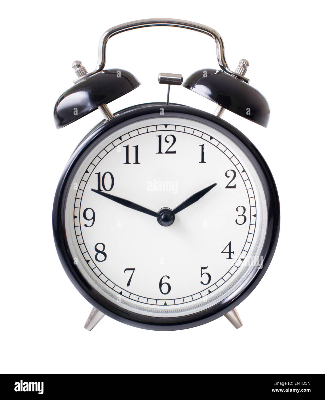 Classic orologio sveglia isolato su bianco con percorso di clipping incluso Foto Stock