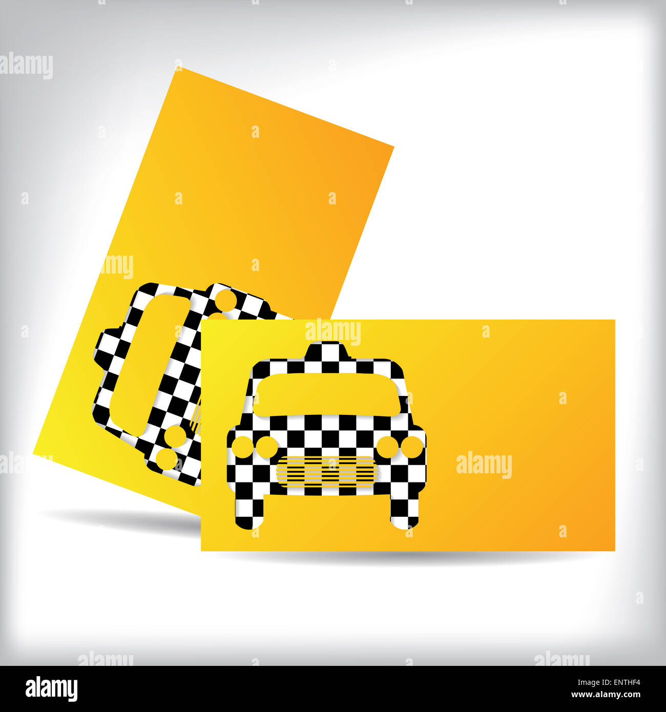 Taxi business card design con intaglio a scacchi forma auto Foto Stock Taxi business card design con intaglio a scacchi forma auto Foto Stock