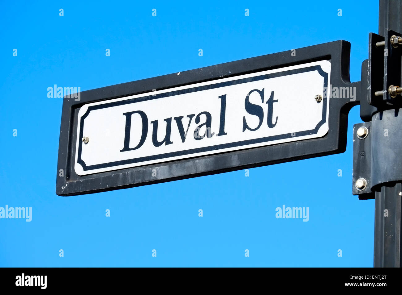 Duval Street Sign (via principale) Key West Florida FL destinazione per Western Caraibi Crusie da Tampa Foto Stock