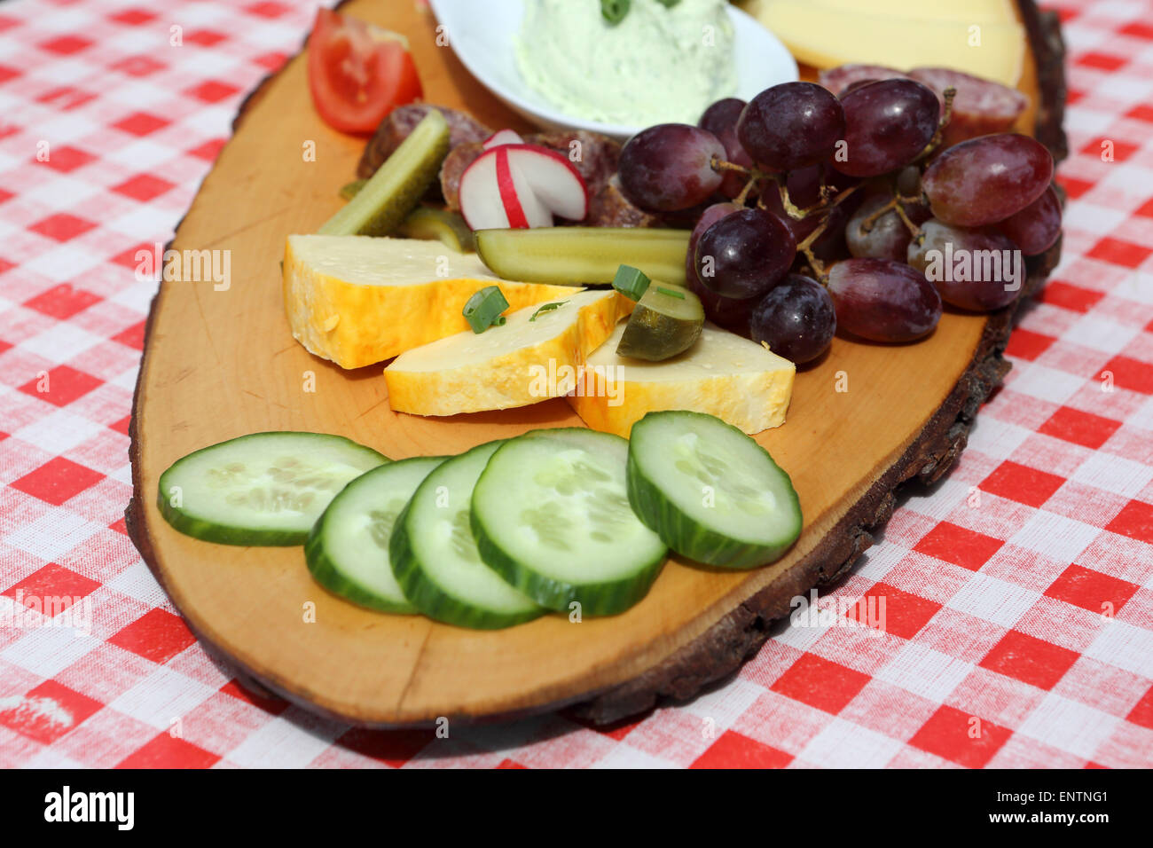 Un tradizionale di Turingia "Brotzeit" pasto servito in Germania. Foto Stock