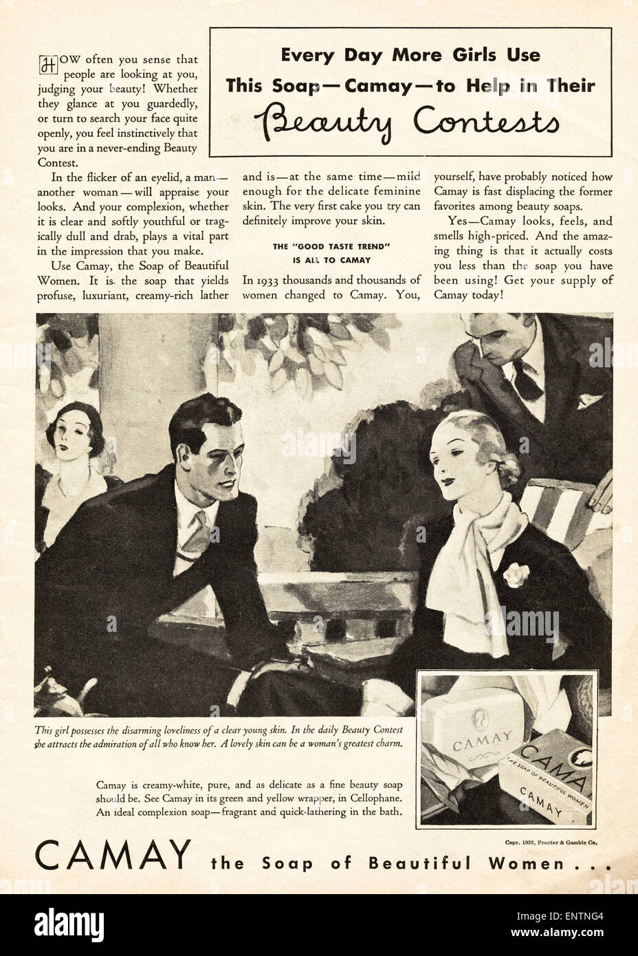 Annuncio Vintage negli anni trenta rivista americana datata novembre 1933 per CAMAY sapone per le donne Foto Stock