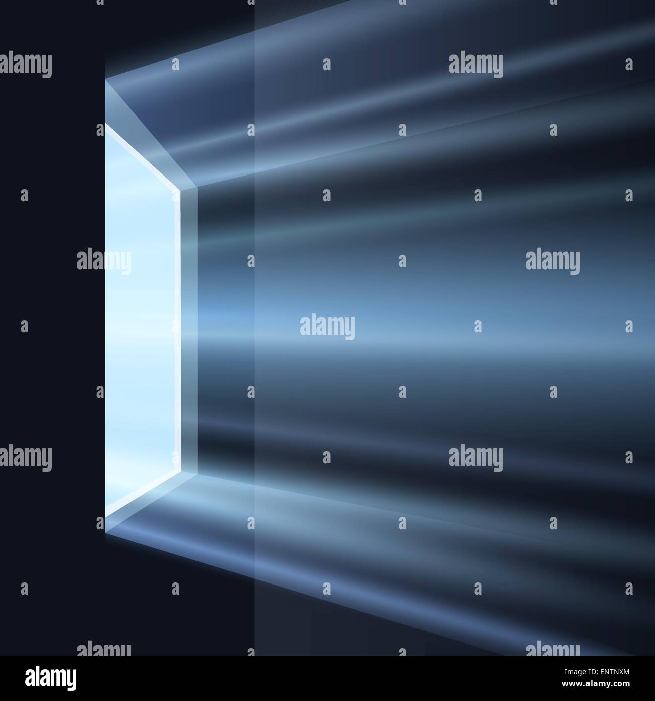 Raggio di luce attraverso la finestra in camera oscura. Illustrazione Vettoriale