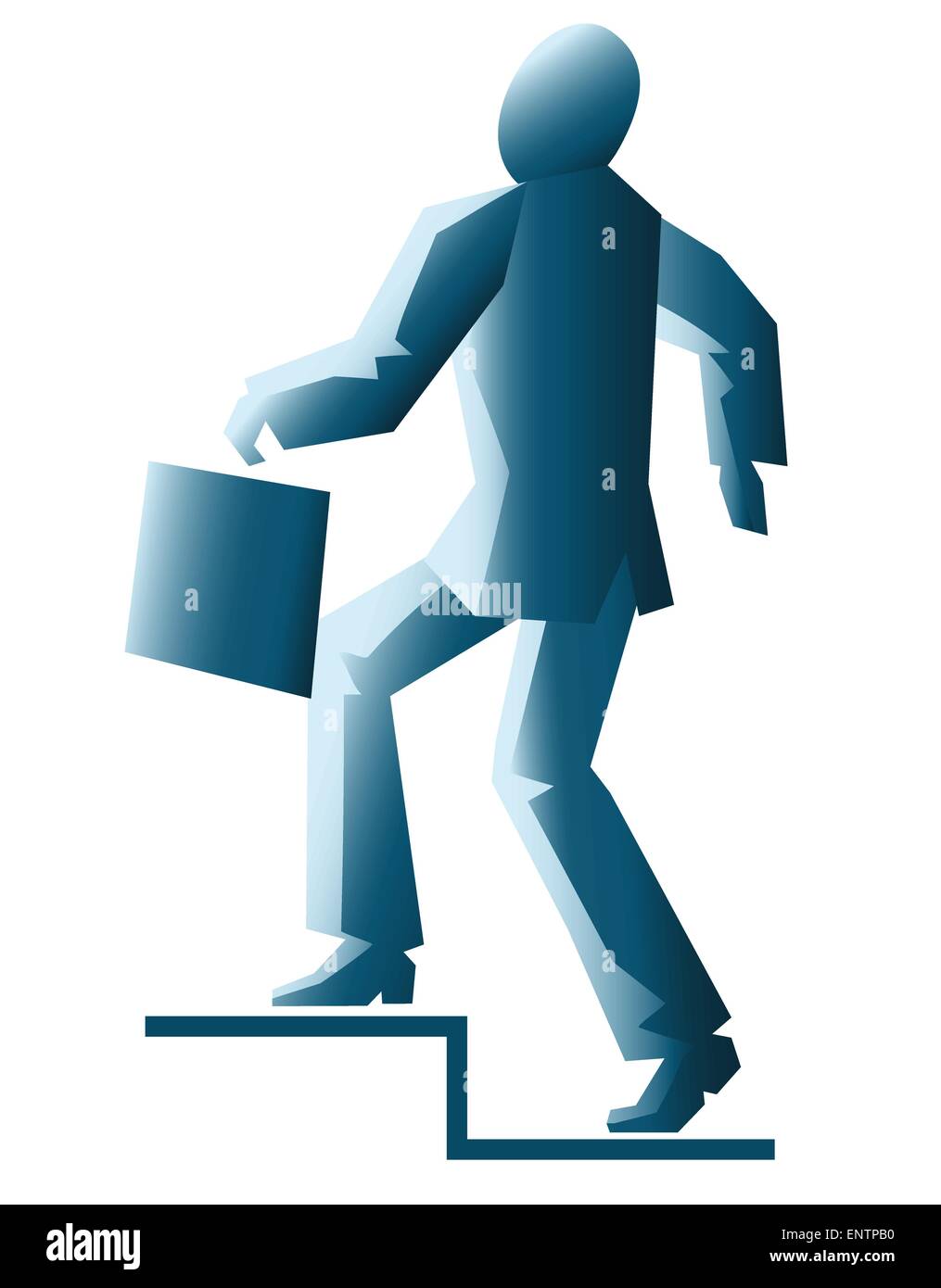 Illustrazione di imprenditore semplificato salendo le scale isolato su bianco Illustrazione Vettoriale