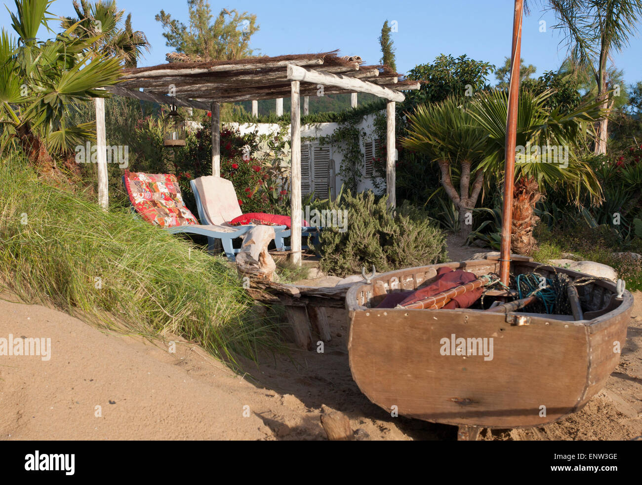 Molla di Malvern Visualizza 2014 mostrano RHS Gardens En su Casa en la playa - a casa sulla spiaggia - progettato da Villaggio Verde Foto Stock