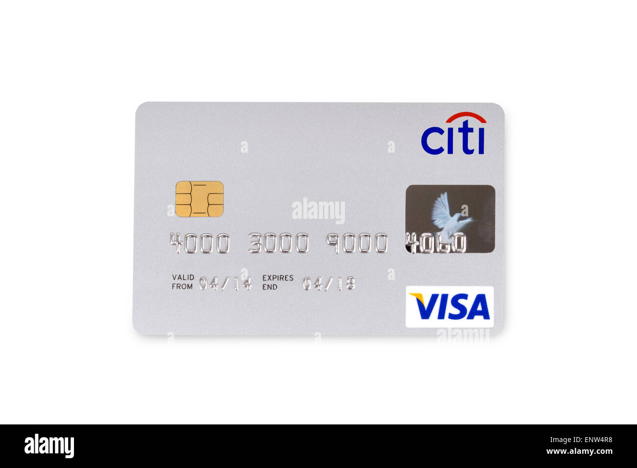 City Bank Visa card su sfondo bianco Foto Stock