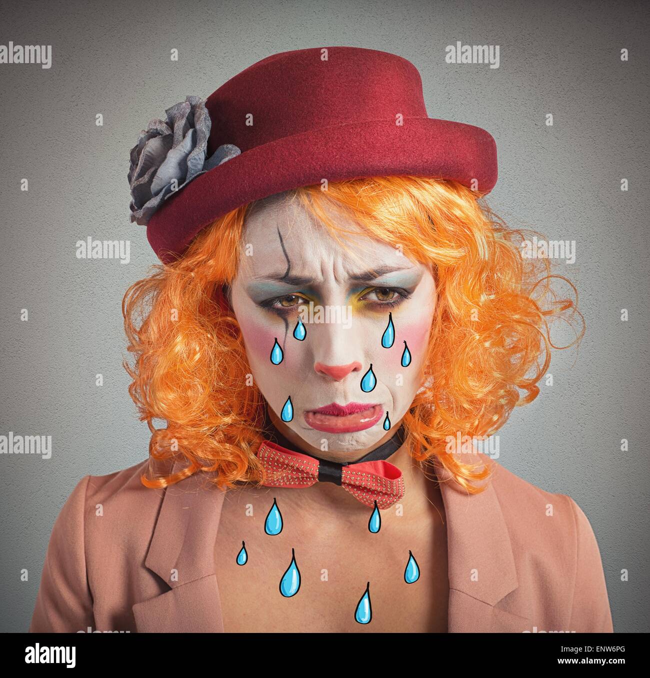 Teatrale clown triste Foto Stock