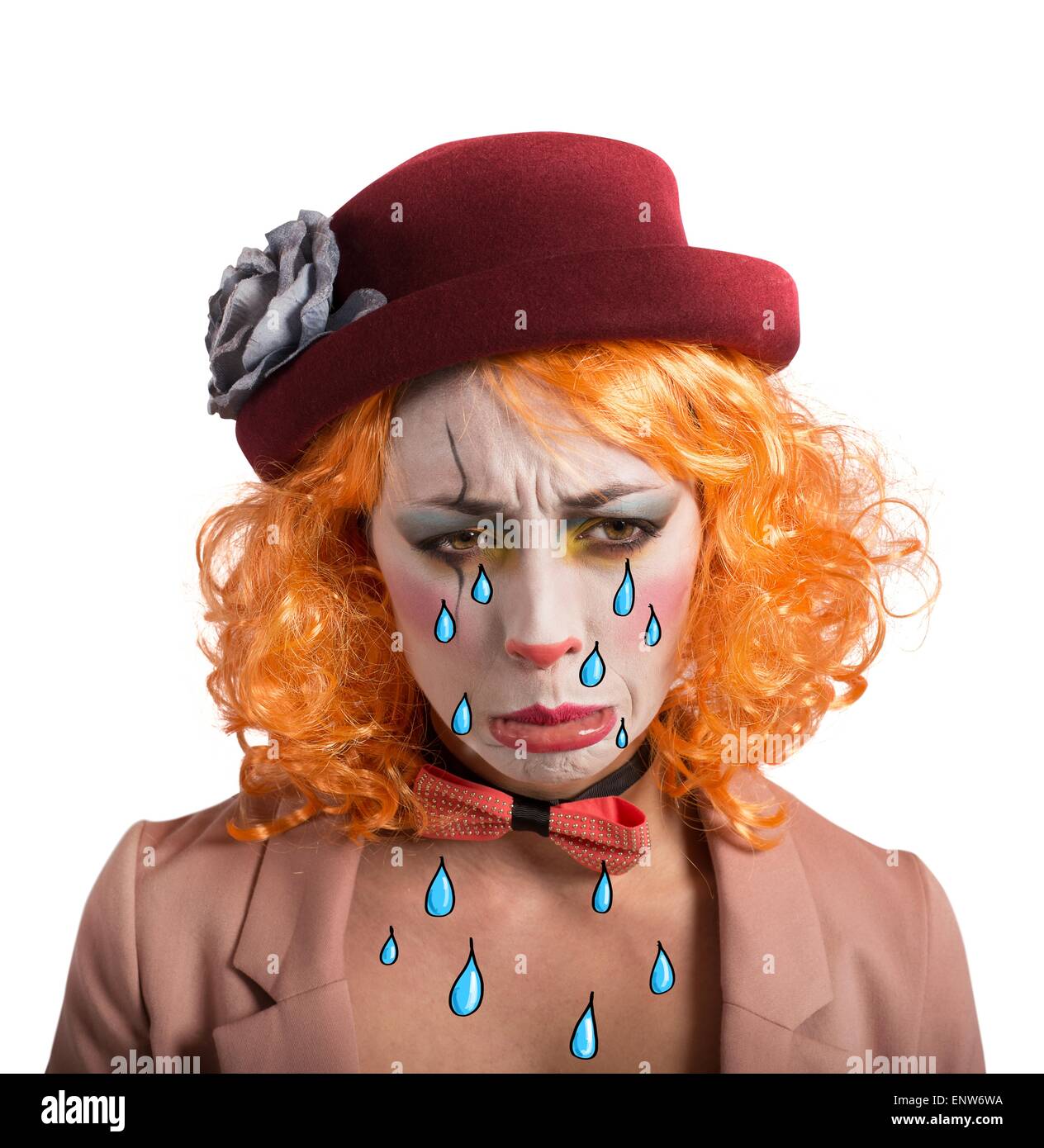 Teatrale clown triste Foto Stock