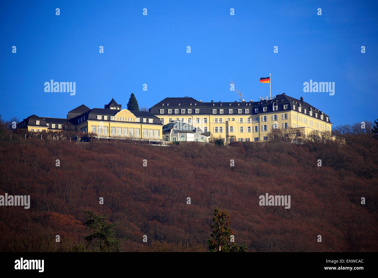 Im di Petersberg Siebenbirge mit Steigenberger Grand Hotel in Koenigswinter am Rhein, Gaestehaus der Bundesregierung Foto Stock