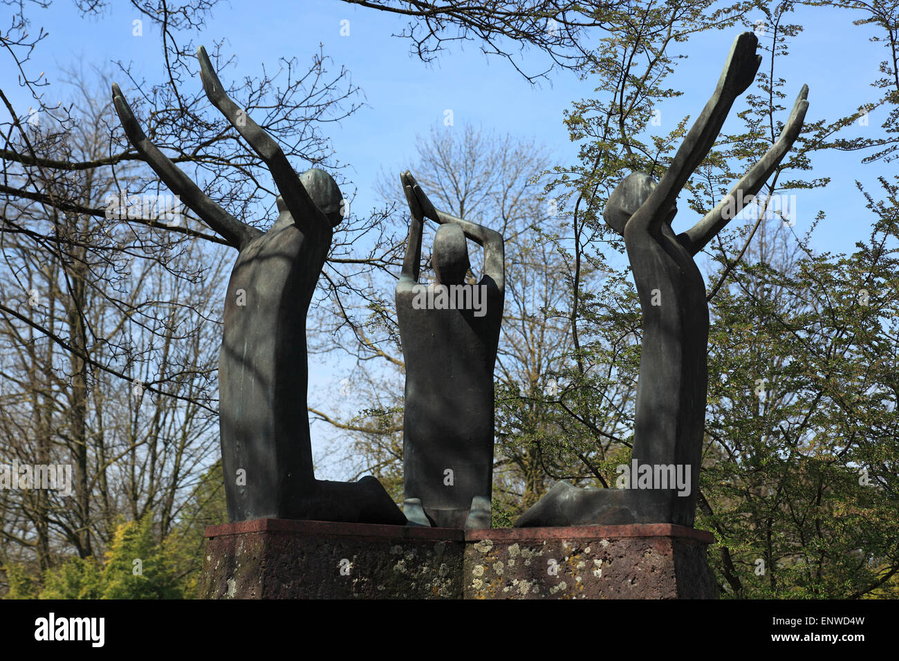 Holocaust Mahnmal Die Drei Juenglinge Im Feuerofen, Skulpturengruppe a Goch, Niederrhein, Renania settentrionale-Vestfalia Foto Stock