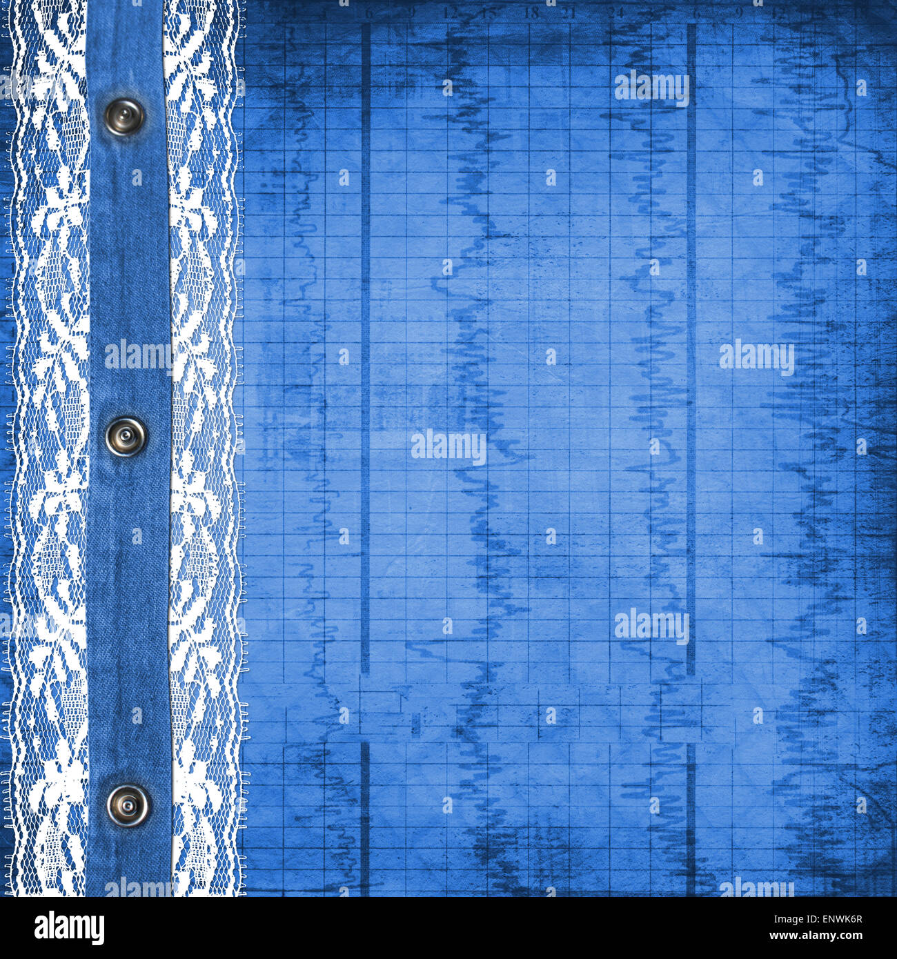 Blue album per fotografie con jeans e pizzi Foto Stock