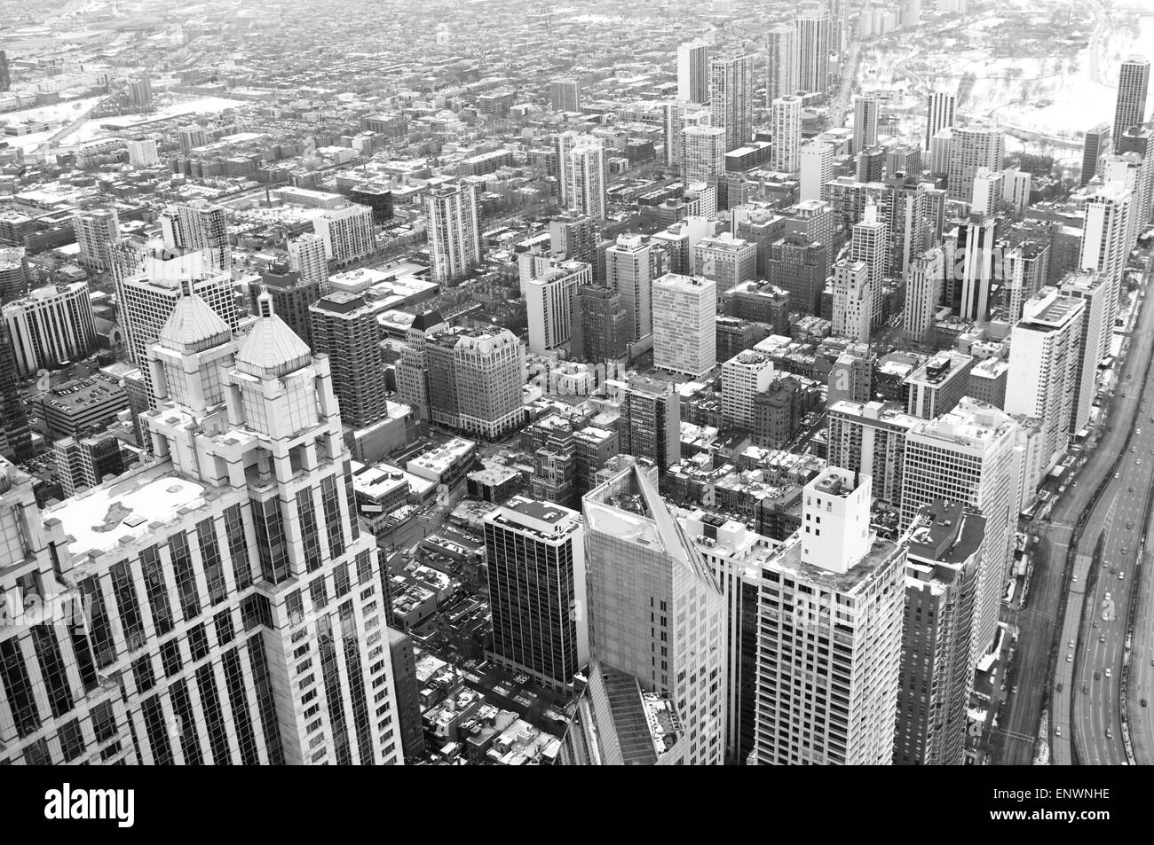 Chicago Downtown area - stile vintage foto in bianco e nero Foto Stock