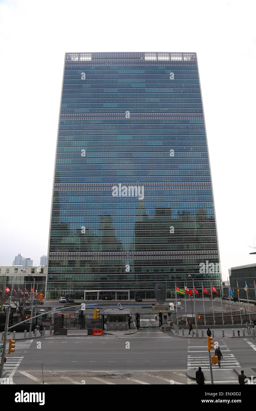 La sede centrale delle Nazioni Unite. Segreteria edificio. La città di New York. Manhattan. Stati Uniti. Foto Stock