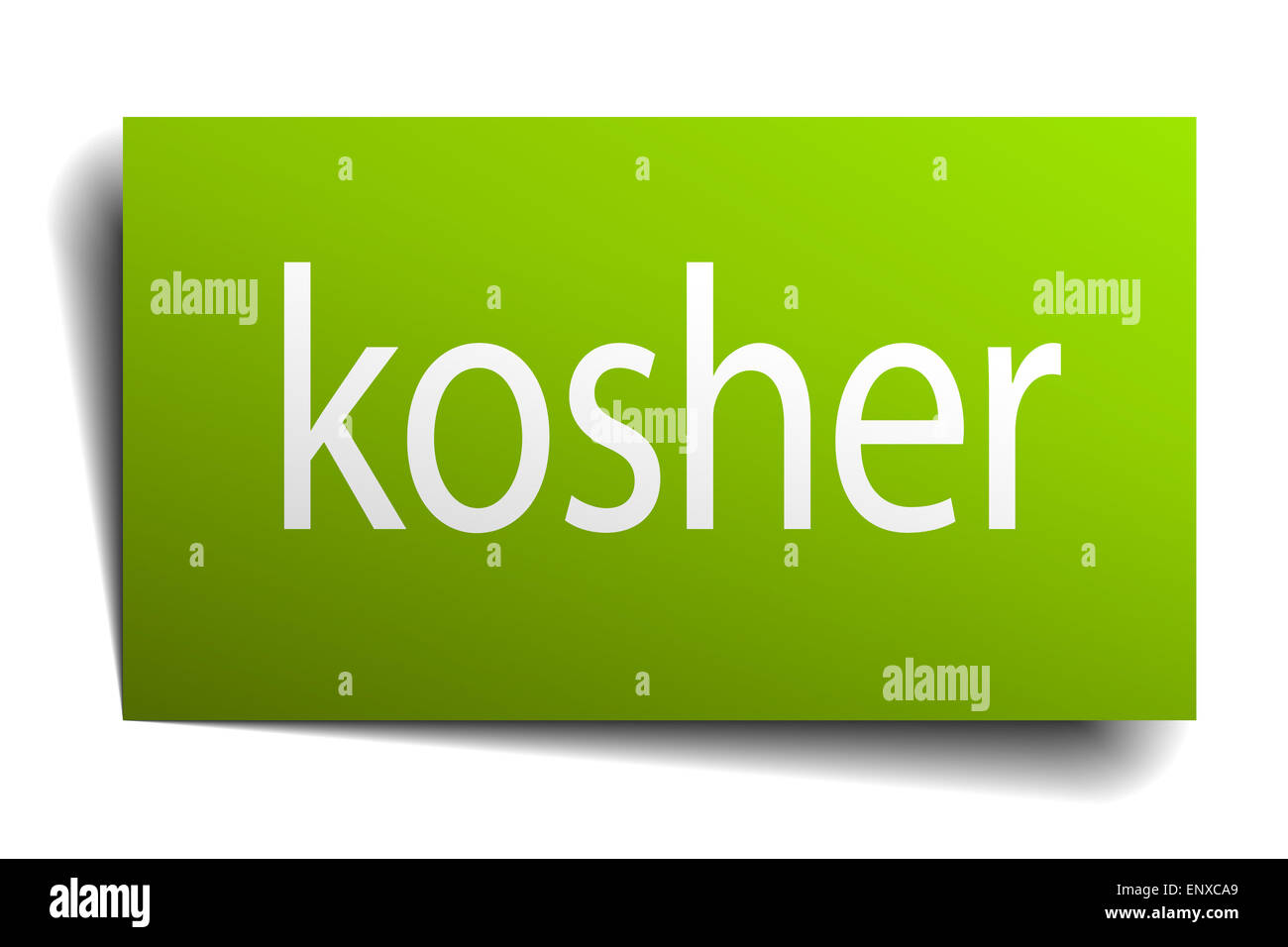 Kosher carta verde segno isolato su bianco Foto Stock