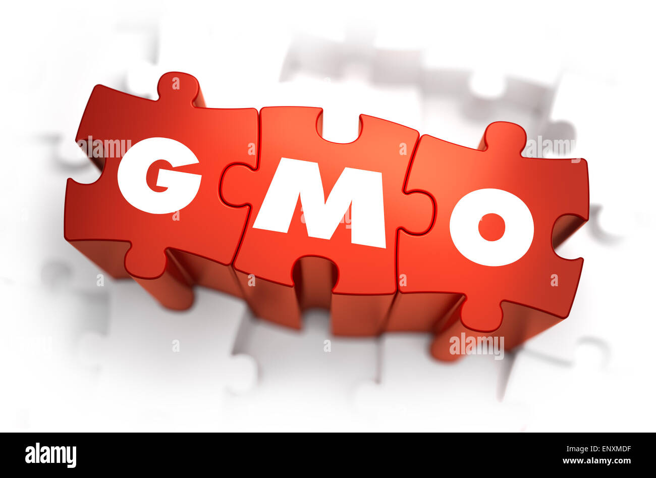 GMO - testo in rosso puzzle. Foto Stock