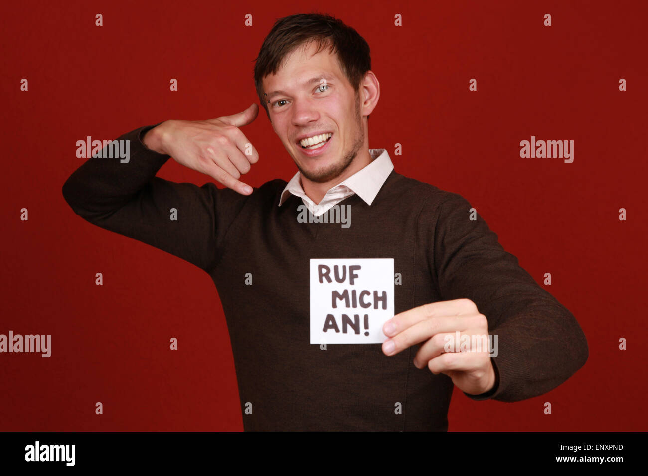 Ruf mich un! Foto Stock