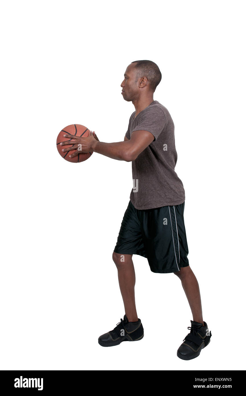Uomo nero giocatore di basket Foto Stock