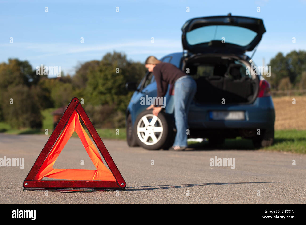 Reifenpanne Foto Stock