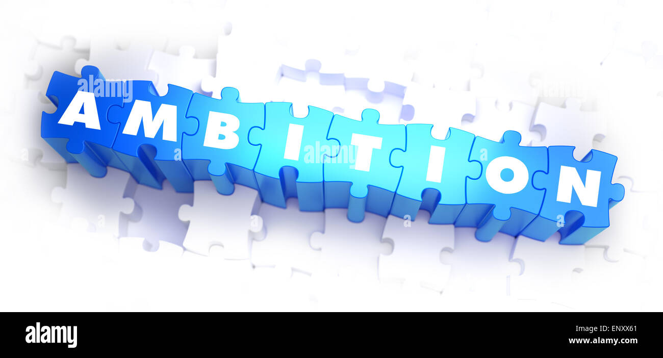 Ambizione - Parola bianco su blu puzzle. Foto Stock