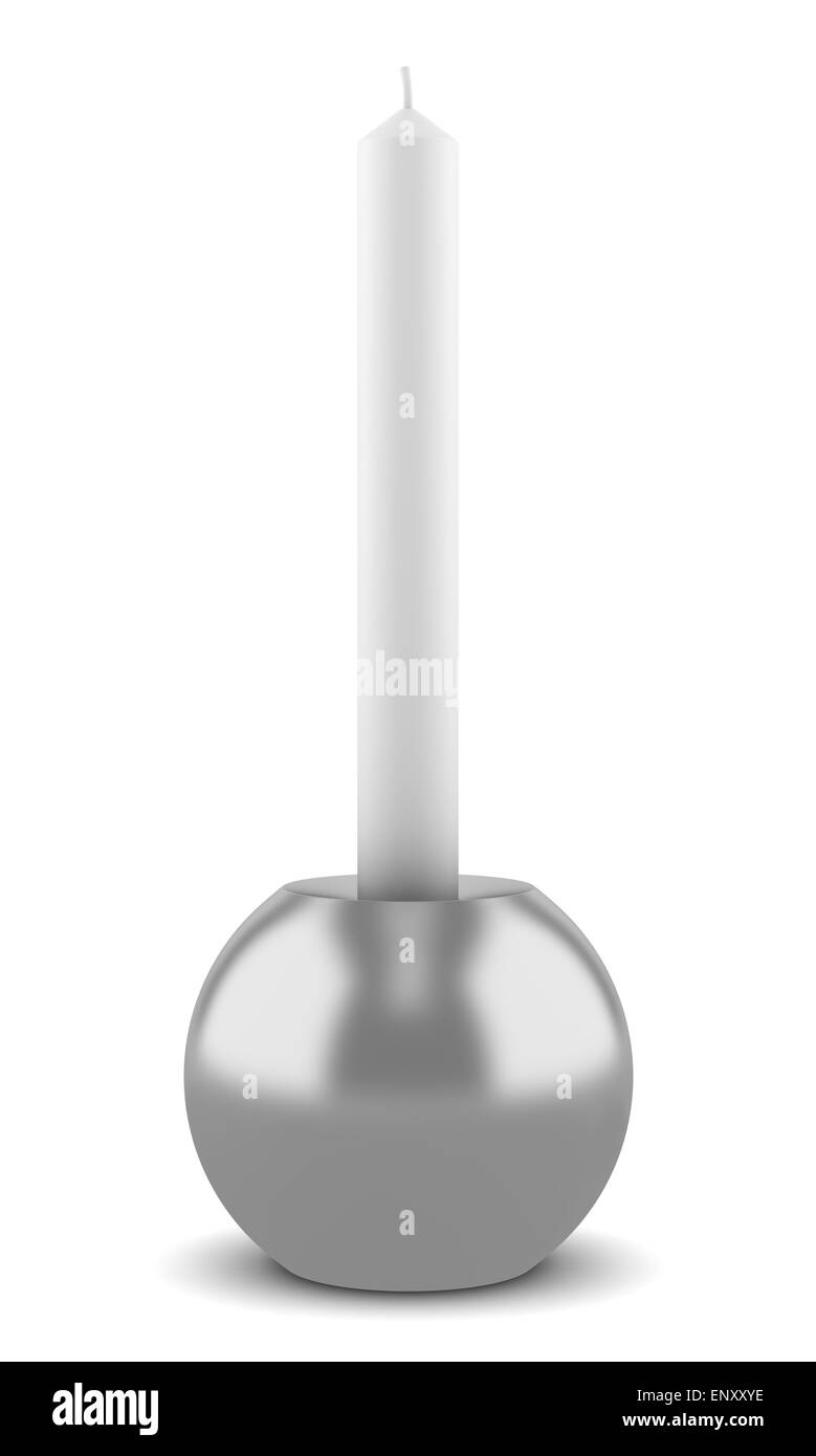 Una moderna round candelabro con candela isolato Foto Stock