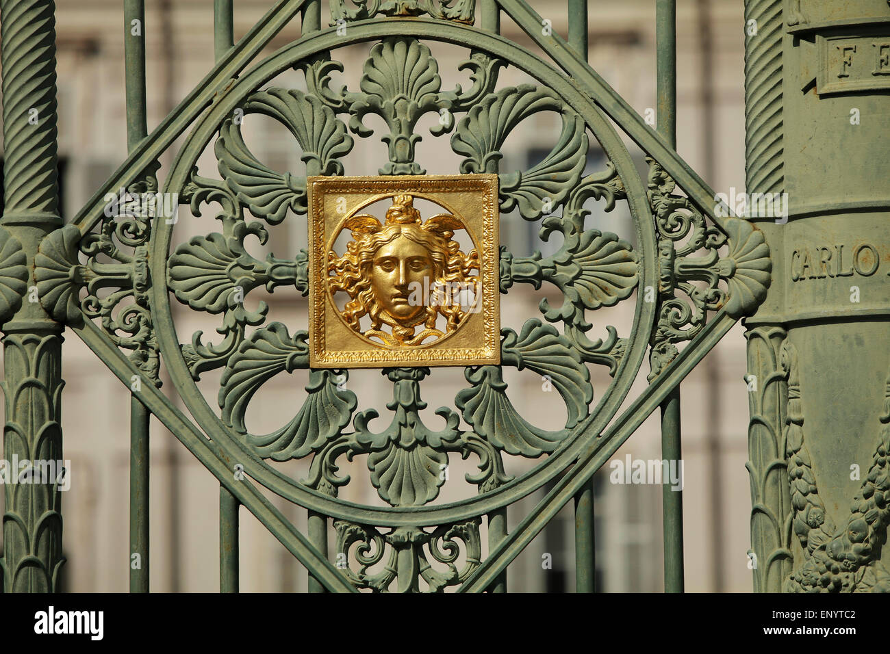 Dettaglio di recinzione presso il Royal Palace (Palazzo Reale) Torino Foto Stock
