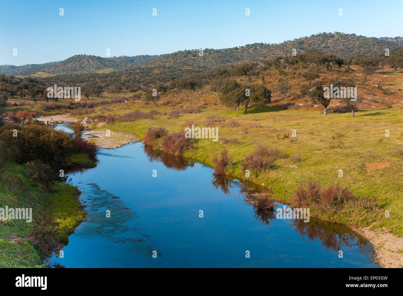 Fiume Viar, Pallares, provincia di Badajoz, regione Estremadura, Spagna, Europa Foto Stock