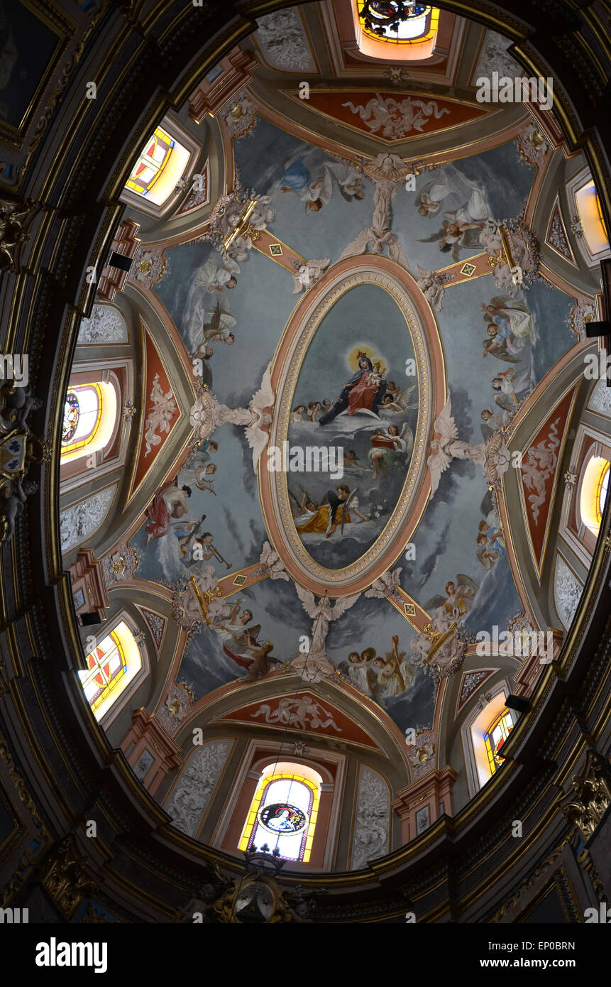All interno la chiesa carmelitana, Mdina Malta mediterraneo Foto Stock