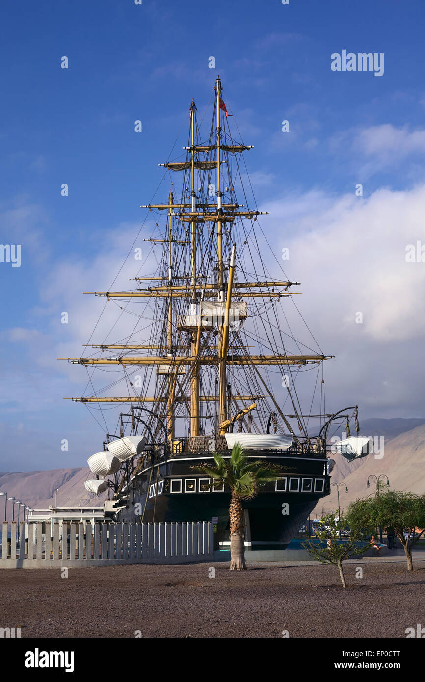 Replica del vapore cileno corvette denominata Esmeralda che era stato aperto come una nave museo nel 2011 di Iquique, Cile Foto Stock